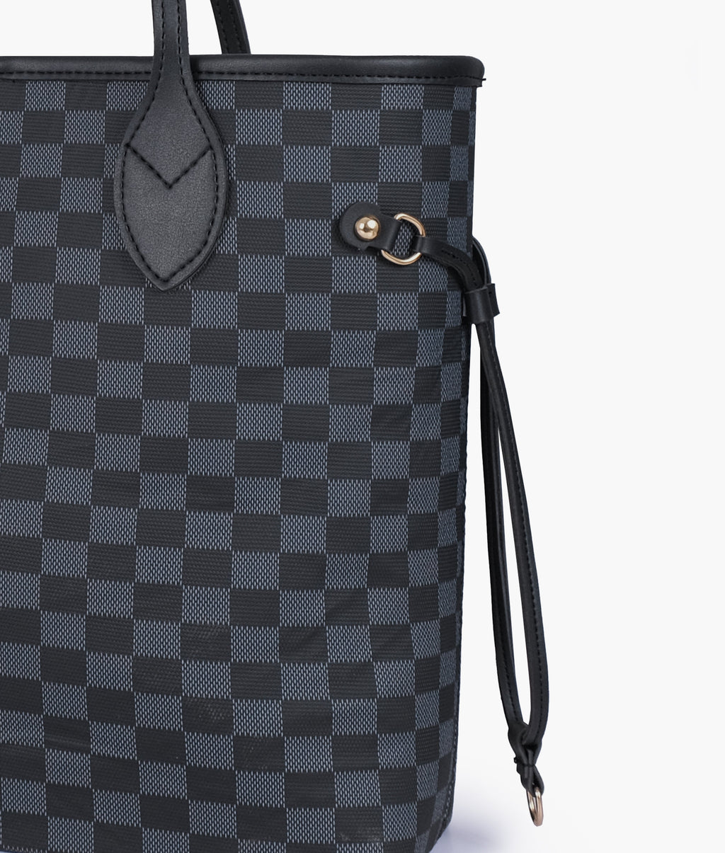 The Lyana Checkered Tote Black
