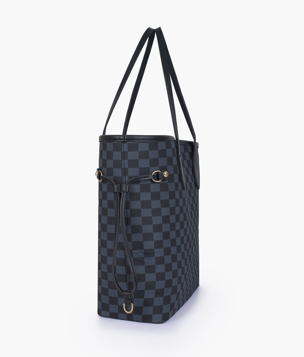 The Lyana Checkered Tote Black