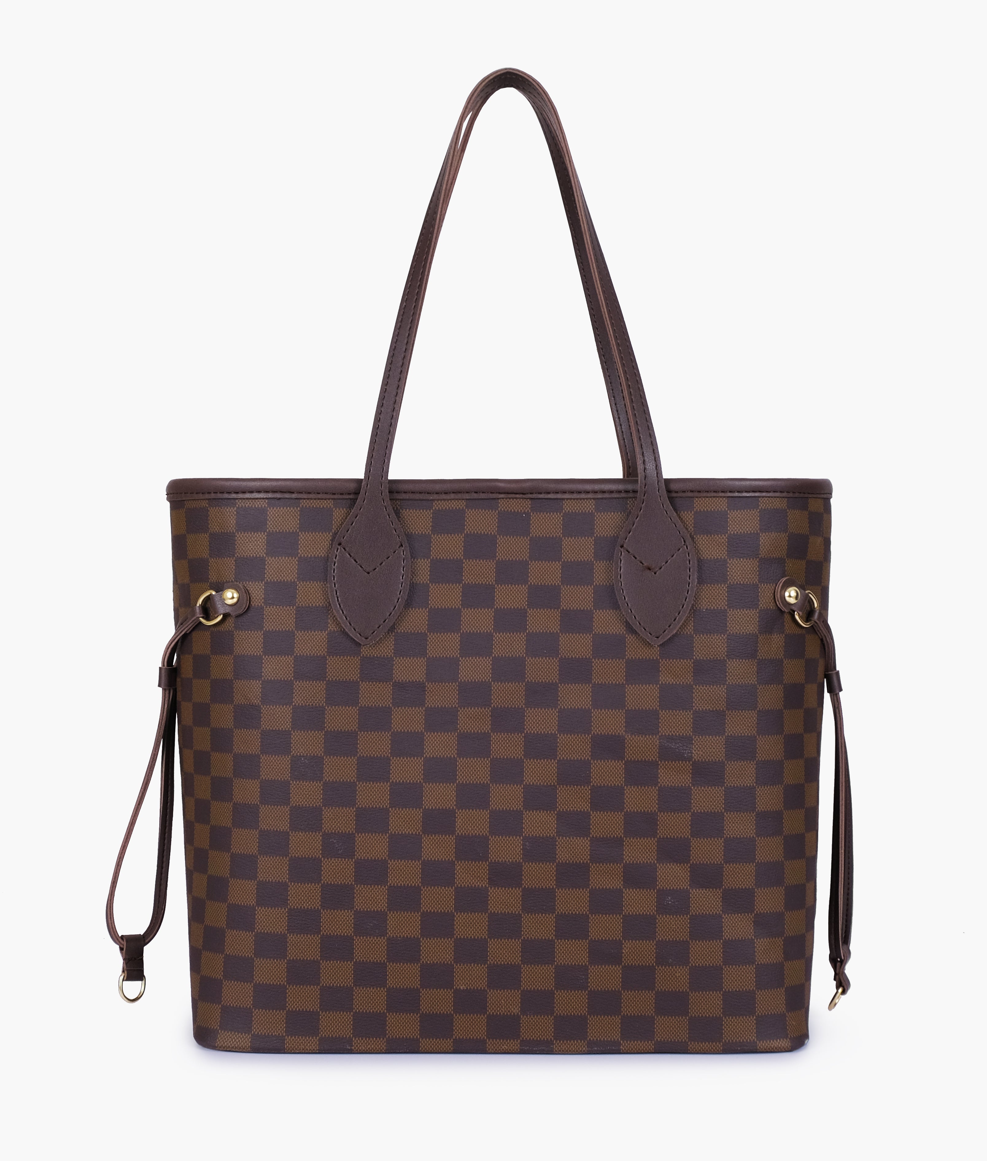 The Lyana Checkered Tote Dark Brown
